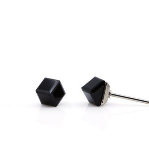 4mm Black Swarovski Crystal Earrings | Mini Cubic Crystal Studs | Hypoallergenic